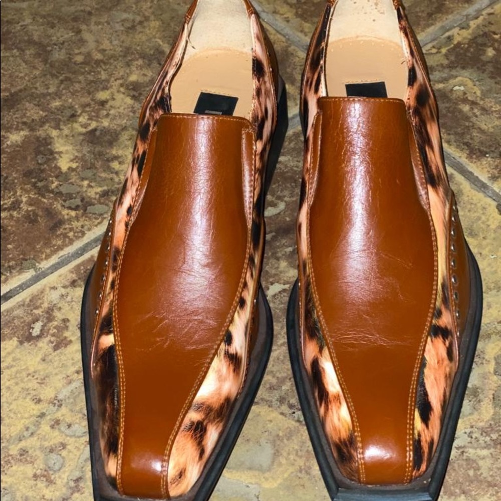 Men’s iTALIC Brown Cheetah Print Dress Shoes 9